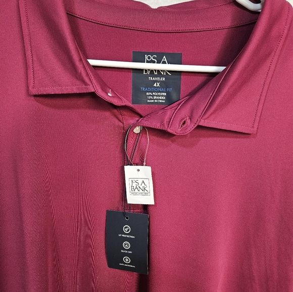 Jos A Bank Traveler Red Polo Shirt Mens 4X Dark NWT - Picture 2 of 4